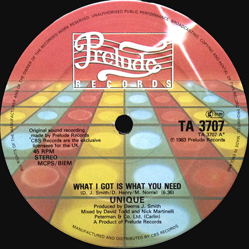 UNIQUE // WHAT I GOT IS WHAT YOU NEED (6:36) / INSTRUMENTAL (5:54)