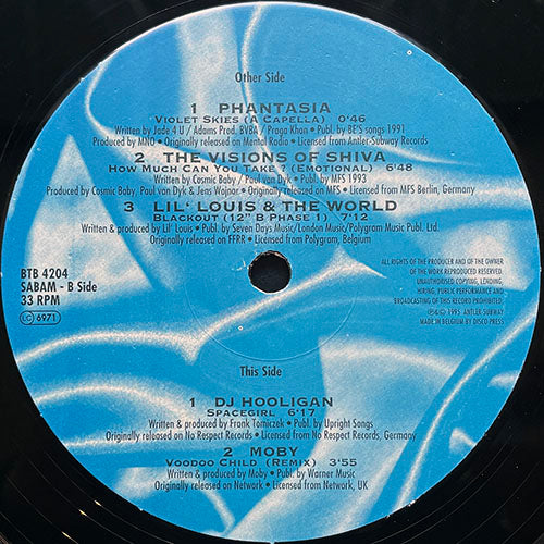 V.A. (PHANTASIA / VISIONS OF SHIVA / LIL LOUIS & THE WORLD / DJ HOOLIGAN / MOBY / REESE / LAURENT GARNIER / RHYTHM FAKTOR / APHROPITCH) // BACK TO BASS-X VINYL 2 (EP) inc. VIOLET SKIES / HOW MUCH CAN YOU TAKE / BLACKOUT / SPACEGIRL etc