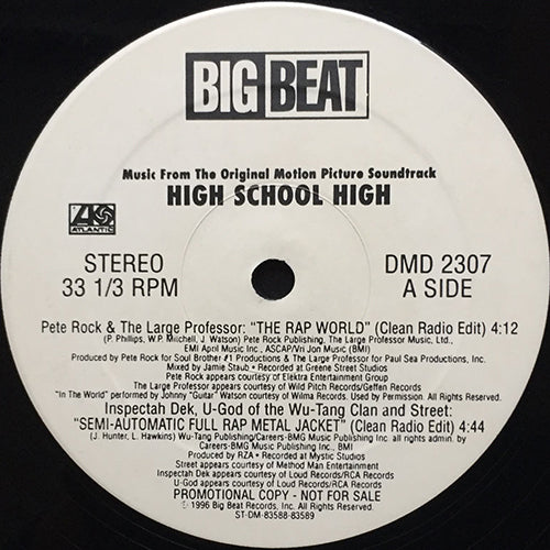 V.A. (PETE ROCK & LARGE PROFESSOR / INSPECTAH DEK, U-GOD & STREET / KRS-ONE / E-40 etc) // 4 TRACK EP (HIGH SCHOOL HIGH) inc. THE RAP WORLD / SEMI-AUTOMATIC FULL RAP METAL JACKET / HIGH SCHOOL ROCK / WHY YOU WANNA FUNK