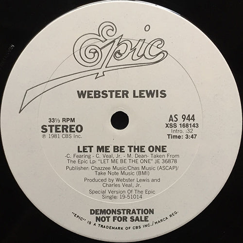 WEBSTER LEWIS // LET ME BE THE ONE (3:47)