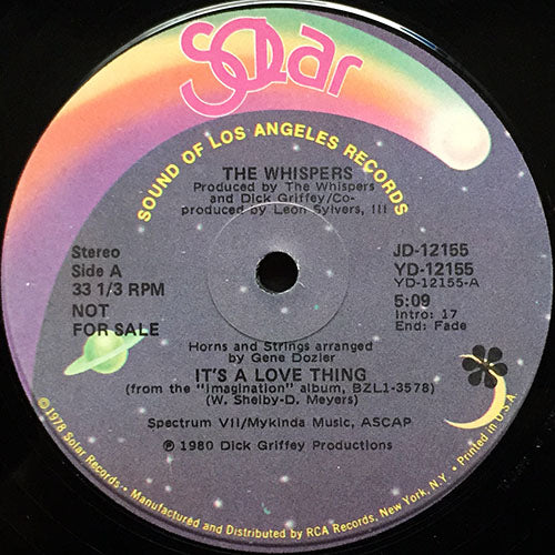 WHISPERS // IT'S A LOVE THING (5:09) / GIRL I NEED YOU (4:17)