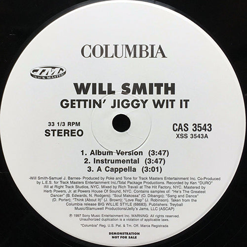 WILL SMITH // GETTIN' JIGGY WIT IT (3VER) / JUST CRUISIN' (REMIX) (2VER)