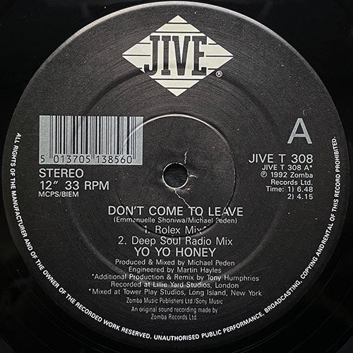 YO YO HONEY // DON'T COME TO LEAVE (5VER)