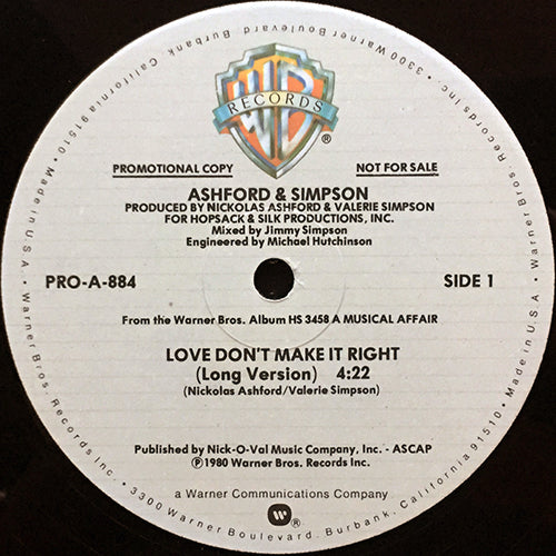 ASHFORD & SIMPSON // LOVE DON'T MAKE IT RIGHT (4:22/3:35)