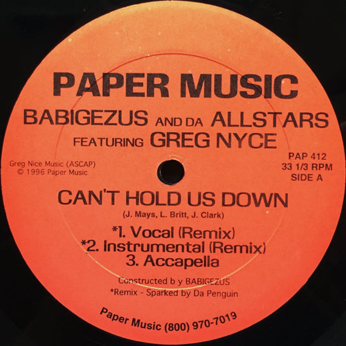 BABIGEZUS AND DA ALLSTARS feat. GREG NYCE // CAN'T HOLD US DOWN (6VER)