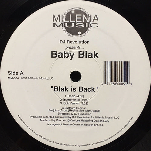 DJ REVOLUTION presents BABY BLAK // BLAK IS BACK (3VER) / STAND CLEAR (4VER)