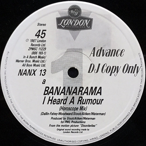 BANANARAMA // I HEARD A RUMOUR (HOROSCOPE MIX & DUB) / CLEAN CUT BOY