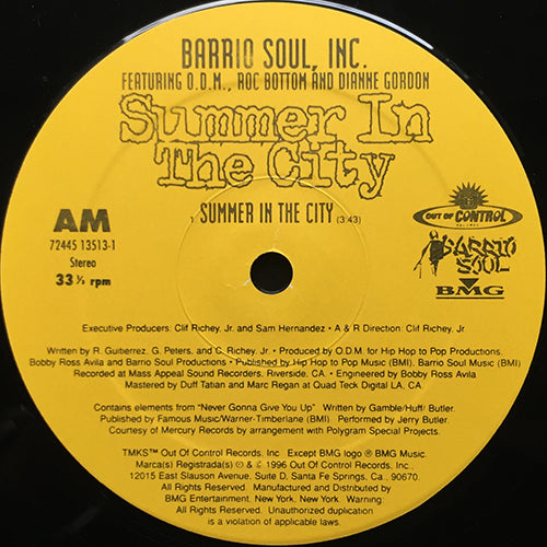 BARRIO SOUL, INC. feat. ODM, ROC BOTTOM & DIANNE GORDON // SUMMER IN THE CITY / SUMMER GROOVE