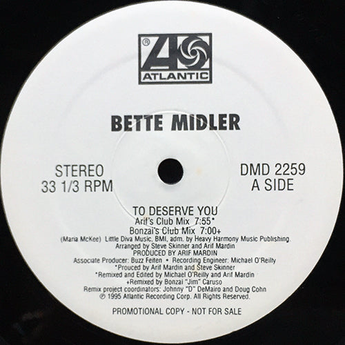 BETTE MIDLER // TO DESERVE YOU (CLUB MIXES) (5VER)