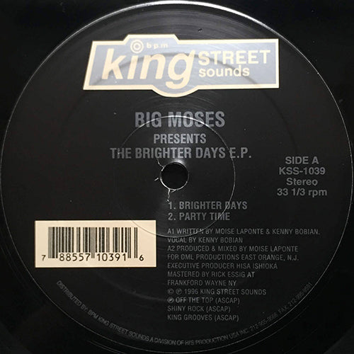 BIG MOSES // THE BRIGHTER DAYS (EP) inc. BRIGHTER DAYS / PARTY TIME / GOD HEAD / LASHE'S FANTASY