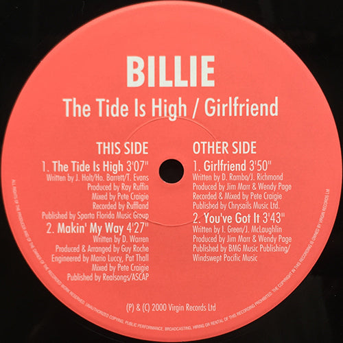 BILLIE // THE TIDE IS HIGH / GIRLFRIEND / MAKIN' MY WAY / YOU'VE GOT IT