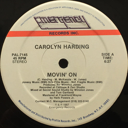 CAROLYN HARDING // MOVIN' ON (6:27) / (DUB MIX) (6:56)