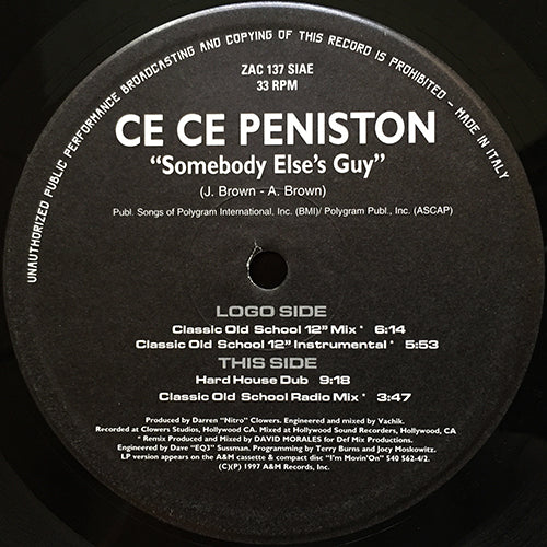 CE CE PENISTON // SOMEBODY ELSE'S GUY (CLASSIC OLD SCHOOL MIX)  (4VER)