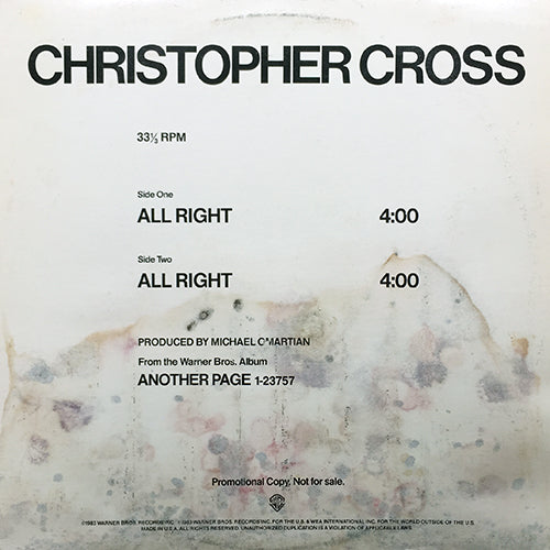 CHRISTOPHER CROSS // ALL RIGHT (4:00)