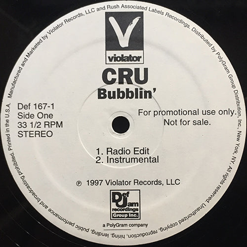 CRU // BUBBLIN (3VER) / LIVE AT THE TUNNEL feat. LOX (2VER) / RHYTHM BLUNT CREW