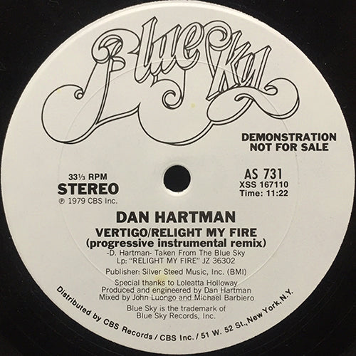 DAN HARTMAN // FREE RIDE (7:09) / VERTIGO / RELIGHT MY FIRE (PROGRESSIVE INST REMIX) (11:22)