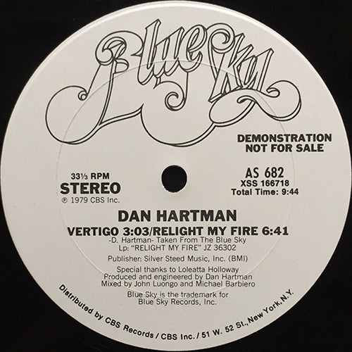 DAN HARTMAN // VERTIGO / RELIGHT MY FIRE (9:44/6:52)