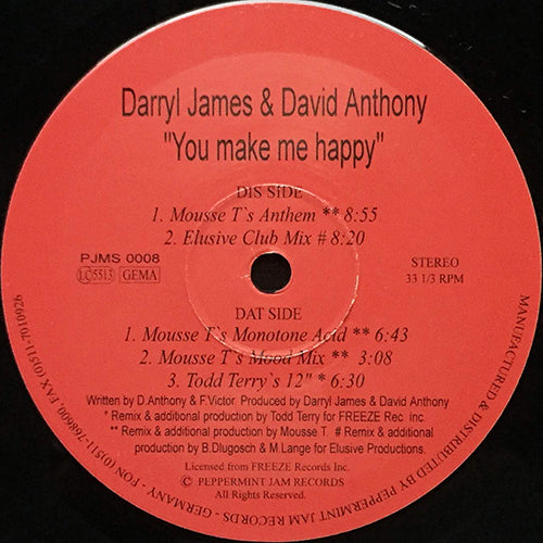 DARRYL JAMES & DAVID ANTHONY // YOU MAKE ME HAPPY (MOUSSE T. & TODD TERRY REMIX) (5VER)