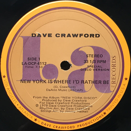 DAVE CRAWFORD // NEW YORK IS WHERE I'D RATHER BE (7:53) / A LETTER FROM MYSELF (9:12)