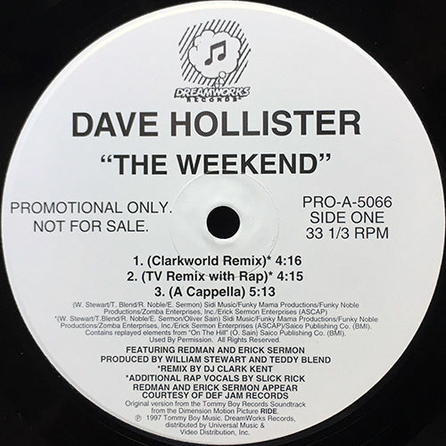 DAVE HOLLISTER // THE WEEKEND (REMIXES) (6VER)