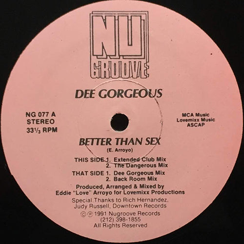 DEE GORGEOUS // BETTER THAN SEX (4VER)