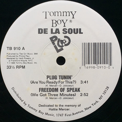 DE LA SOUL // PLUG TUNIN' (2VER) / FREEDOM OF SPEAK (2VER) / STRICTLY DAN STUCKIE