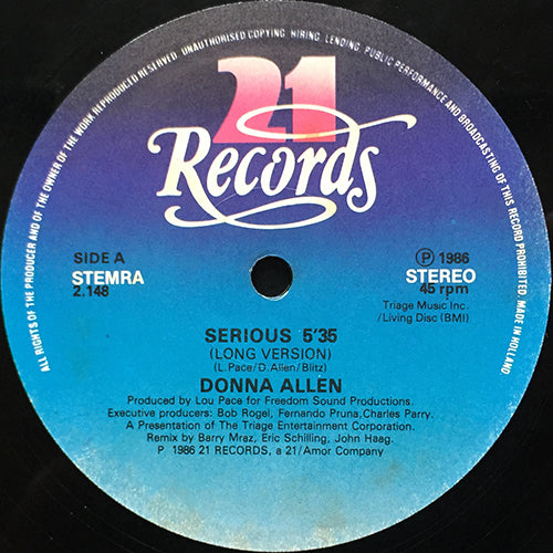 DONNA ALLEN // SERIOUS (5:35/3:40) / (DUB) (7:55)