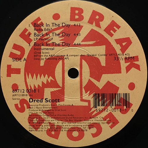 DRED SCOTT // BACK IN THE DAY (3VER) / CAN'T HOLD IT BACK (3VER)