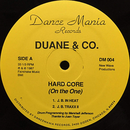 DUANE & CO. // HARD CORE (ON THE ONE) (EP) inc. J.B. IN THE HEAT / J.B. TRAXX II / LOWDOWN 'N FUNKY / AT THE ORGAN
