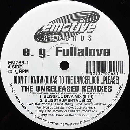 E.G. FULLALOVE // DIDN'T I KNOW (DIVAS TO THE DANCEFLOOR... PLEASE) (CEVIN FISHER REMIX) (4VER)
