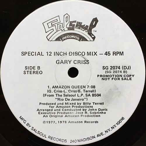 GARY CRISS // BRAZILIAN NIGHTS (6:14) / AMAZON QUEEN (7:08)