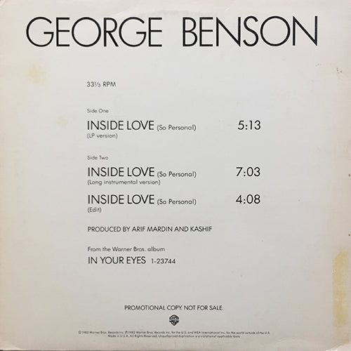 GEORGE BENSON // INSIDE LOVE (SO PERSONAL) (5:13) / (LONG INSTRUMENTAL VERSION) (7:03) / (EDIT) (4:08)
