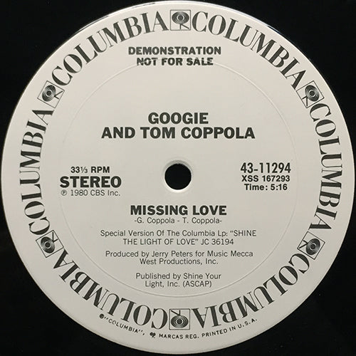 GOOGIE AND TOM COPPOLA // MISSING LOVE (5:16)