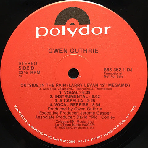 GWEN GUTHRIE // OUTSIDE IN THE RAIN (4:08) / (LARRY LEVAN 12" MEGAMIX) (4VER)