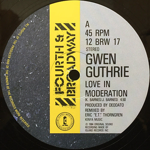 GWEN GUTHRIE // LOVE IN MODERATION (4:50) / DUB (5:05) / PADLOCK (REMIX) (5:25)