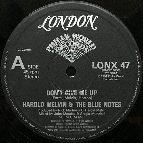 HAROLD MELVIN & THE BLUE NOTES // DON'T GIVE ME UP (M&M MIX) / (USA 7-INCH) / (DUB MIX)