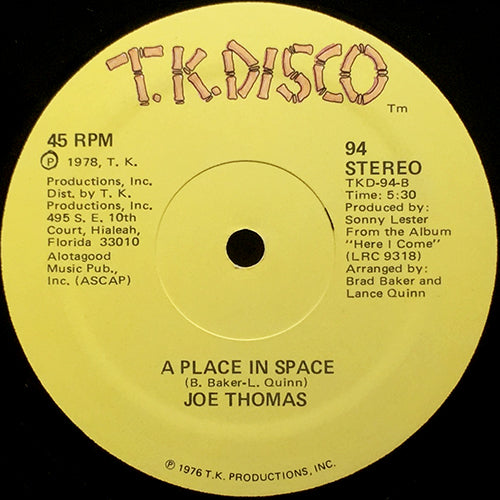 JOE THOMAS // A PLACE IN SPACE (5:30) / PLATO'S RETREAT (6:54)