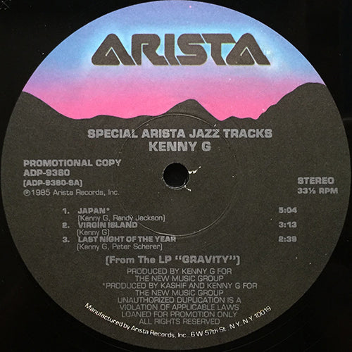 KENNY G / JEFF LORBER // JAPAN (5:04) / VIRGIN ISLAND (3:13) / LAST NIGHT OF THE YEAR (2:34) / PACIFIC COAST HIGHWAY (4:47) / GROOVACIOUS (3:51)