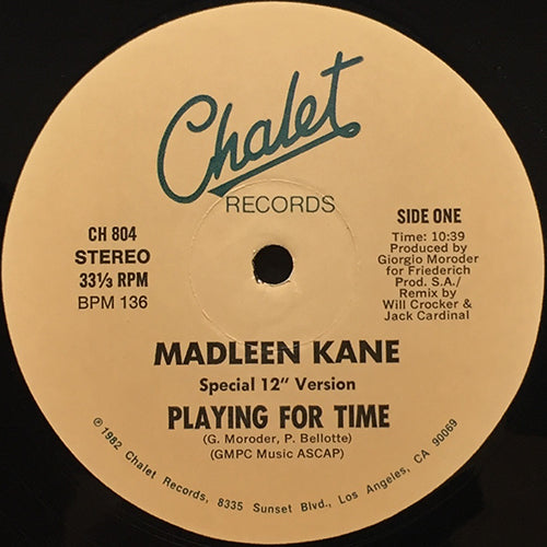 MADLEEN KANE // PLAYING FOR TIME (SPECIAL 12" VERSION) (10:39) / THE LONELY ONE (3:44)