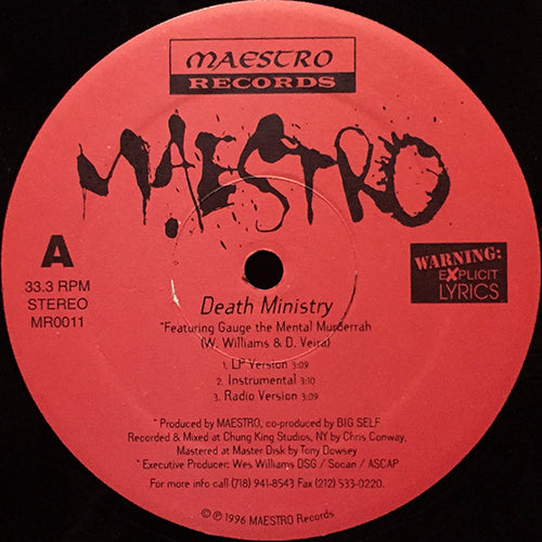 MAESTRO // DEATH MINISTRY (3VER) / PUSHIN' WIGGZ BACK (2VER)