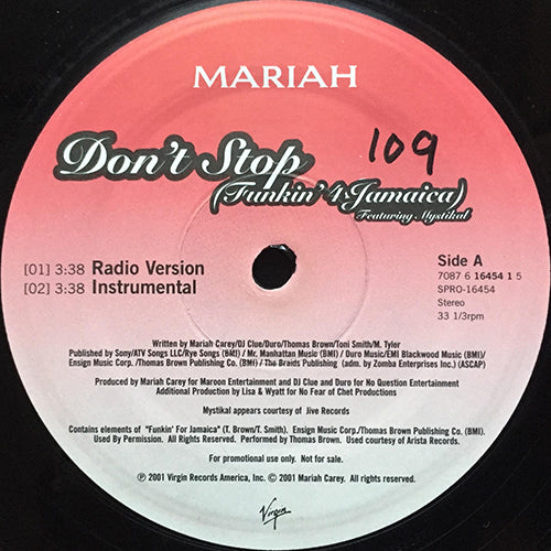 MARIAH CAREY // DON'T STOP (FUNKIN' 4 JAMAICA) (2VER) / NEVER TOO FAR (2VER)