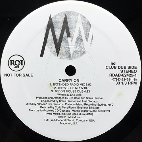 MARTHA WASH // CARRY ON (TODD TERRY RELEASED PROJECT) (5VER)