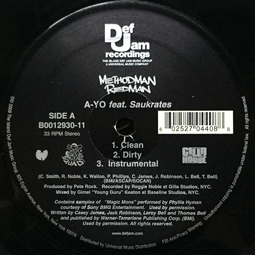 METHOD MAN & REDMAN // A-YO (3VER) / CITY LIGHTS (3VER)