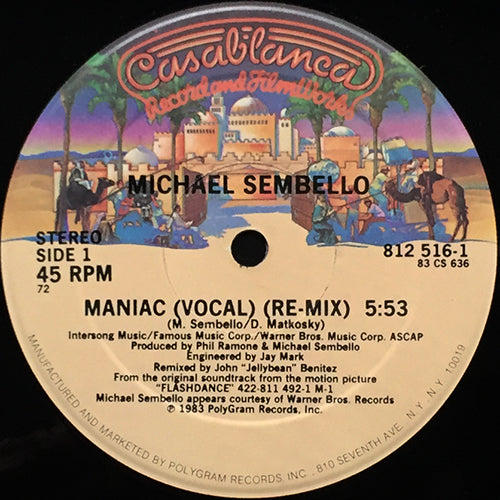 MICHAEL SEMBELLO // MANIAC (REMIX) (5:53) / INST (5:08) – next records japan