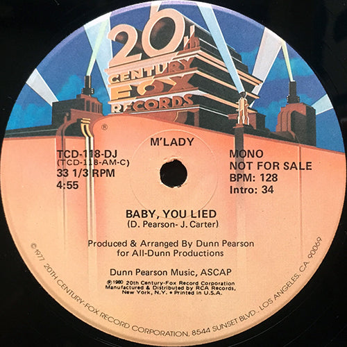 M'LADY // BABY, YOU LIED (4:25) / SWEET HONEY (5:55)