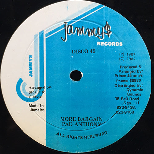 PAD ANTHONY / ADMIRAL TIBBETTE // MORE BARGAIN / SERIOUS TIME