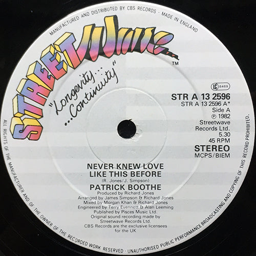 PATRICK BOOTHE // NEVER KNEW LOVE LIKE THIS BEFORE (5:30) / INST (5:15)