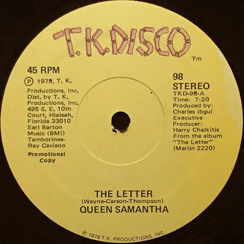 QUEEN SAMANTHA // THE LETTER (7:20) / SINGING HALLELUAH (7:10)