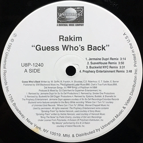RAKIM // GUESS WHO'S BACK (BUCKWILD & JERMAINE DUPRI REMIX) (8VER)