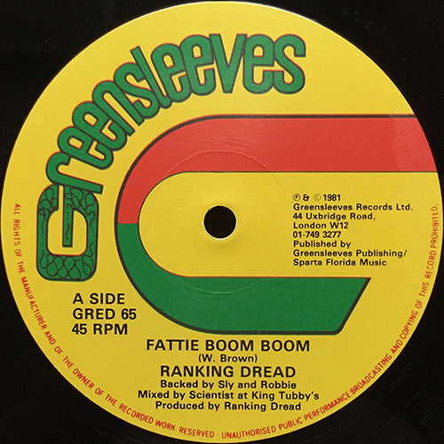 RANKING DREAD / SLY & ROBBIE // FATTIE BOOM BOOM / DUB BOOM